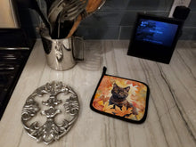 Load image into Gallery viewer, York Chocolate Cat in Fall Leaves Pot Holders - Set of 2 Decorative Kitchen Helpers | Made in the USA