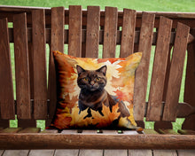 Load image into Gallery viewer, York Chocolate Cat in Fall Leaves Throw Pillow - 14x14 Decorative Pillow – Art for Your Home &amp; Patio