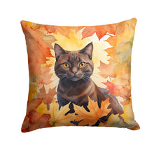 Load image into Gallery viewer, York Chocolate Cat in Fall Leaves Throw Pillow - 14x14 Decorative Pillow – Art for Your Home &amp; Patio