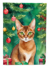 Load image into Gallery viewer, Abyssinian Cat By the Christmas Tree House Flag