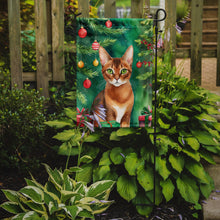 Load image into Gallery viewer, Abyssinian Christmas Garden Flag - Cat by the Christmas Tree - Cat-Themed Holiday Yard Decor