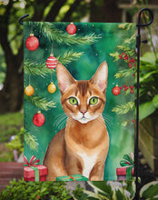 Load image into Gallery viewer, Abyssinian Christmas Garden Flag - Cat by the Christmas Tree - Cat-Themed Holiday Yard Decor
