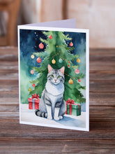 Load image into Gallery viewer, Aegean Cat By the Christmas Tree Greeting Cards - Blank Note Cards – 8-Pack of Artist-Designed Cards with Envelopes