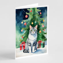 Load image into Gallery viewer, Aegean Cat By the Christmas Tree Greeting Cards - Blank Note Cards – 8-Pack of Artist-Designed Cards with Envelopes