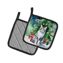 Load image into Gallery viewer, Aegean Cat By the Christmas Tree Pot Holders - Set of 2 Decorative Kitchen Helpers | Made in the USA