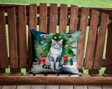 Load image into Gallery viewer, Aegean Cat By the Christmas Tree Throw Pillow - 14x14 Decorative Pillow – Art for Your Home &amp; Patio