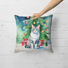 Load image into Gallery viewer, Aegean Cat By the Christmas Tree Throw Pillow