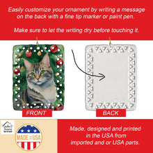 Load image into Gallery viewer, American Bobtail Cat By the Christmas Tree Porcelain Ornament