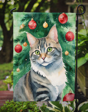Load image into Gallery viewer, American Bobtail Christmas Garden Flag - Cat by the Christmas Tree - Cat-Themed Holiday Yard Decor