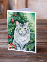 Load image into Gallery viewer, American Curl Cat By the Christmas Tree Greeting Cards - Blank Note Cards – 8-Pack of Artist-Designed Cards with Envelopes