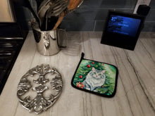 Load image into Gallery viewer, American Curl Cat By the Christmas Tree Pot Holders - Set of 2 Decorative Kitchen Helpers | Made in the USA