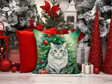 Load image into Gallery viewer, American Curl Cat By the Christmas Tree Throw Pillow