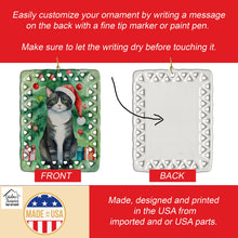 Load image into Gallery viewer, American Polydactyl Cat By the Christmas Tree Porcelain Ornament