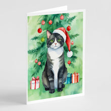Load image into Gallery viewer, American Polydactyl Cat By the Christmas Tree Greeting Cards - Blank Note Cards – 8-Pack of Artist-Designed Cards with Envelopes