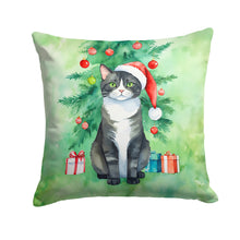 Load image into Gallery viewer, American Polydactyl Cat By the Christmas Tree Throw Pillow - 14x14 Decorative Pillow – Art for Your Home &amp; Patio