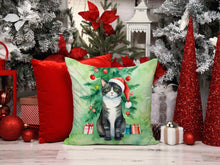 Load image into Gallery viewer, American Polydactyl Cat By the Christmas Tree Throw Pillow