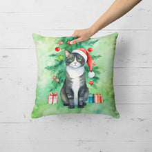 Load image into Gallery viewer, American Polydactyl Cat By the Christmas Tree Throw Pillow
