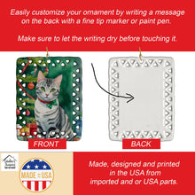 Load image into Gallery viewer, American Shorthair Cat By the Christmas Tree Porcelain Ornament