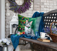 Load image into Gallery viewer, American Shorthair Cat By the Christmas Tree Throw Pillow