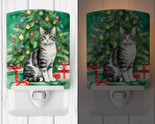 Load image into Gallery viewer, American Wirehair Cat By the Christmas Tree Ceramic Night Light