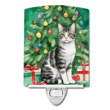 Load image into Gallery viewer, American Wirehair Cat By the Christmas Tree Ceramic Night Light