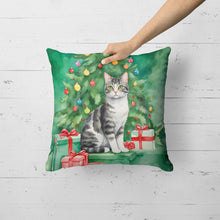 Load image into Gallery viewer, American Wirehair Cat By the Christmas Tree Throw Pillow