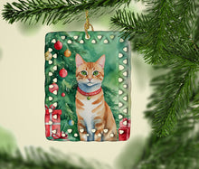 Load image into Gallery viewer, Arabian Mau Cat By the Christmas Tree Porcelain Ornament