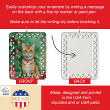Load image into Gallery viewer, Arabian Mau Cat By the Christmas Tree Porcelain Ornament