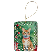 Load image into Gallery viewer, Arabian Mau Cat By the Christmas Tree Porcelain Ornament