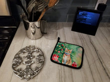 Load image into Gallery viewer, Arabian Mau Cat By the Christmas Tree Pot Holders - Set of 2 Decorative Kitchen Helpers | Made in the USA