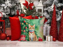 Load image into Gallery viewer, Arabian Mau Cat By the Christmas Tree Throw Pillow