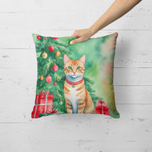 Load image into Gallery viewer, Arabian Mau Cat By the Christmas Tree Throw Pillow