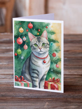 Load image into Gallery viewer, Asian Cat By the Christmas Tree Greeting Cards - Blank Note Cards – 8-Pack of Artist-Designed Cards with Envelopes