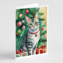 Load image into Gallery viewer, Asian Cat By the Christmas Tree Greeting Cards - Blank Note Cards – 8-Pack of Artist-Designed Cards with Envelopes