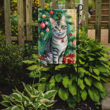 Load image into Gallery viewer, Asian Cat Christmas Garden Flag - Cat by the Christmas Tree - Cat-Themed Holiday Yard Decor
