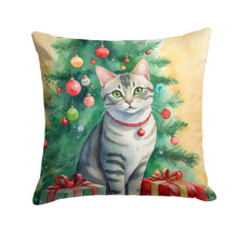 Load image into Gallery viewer, Asian Cat By the Christmas Tree Throw Pillow - 14x14 Decorative Pillow – Art for Your Home &amp; Patio