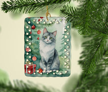 Load image into Gallery viewer, Australian Mist Cat By the Christmas Tree Porcelain Ornament