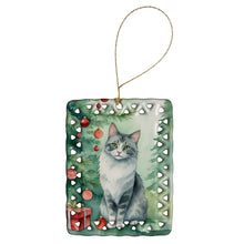 Load image into Gallery viewer, Australian Mist Cat By the Christmas Tree Porcelain Ornament