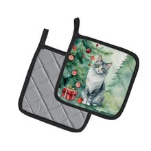 Load image into Gallery viewer, Australian Mist Cat By the Christmas Tree Pot Holders - Set of 2 Decorative Kitchen Helpers | Made in the USA