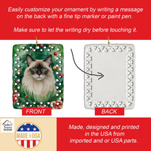 Load image into Gallery viewer, Balinese Cat By the Christmas Tree Porcelain Ornament