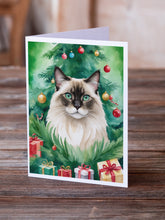 Load image into Gallery viewer, Balinese Cat By the Christmas Tree Greeting Cards - Blank Note Cards – 8-Pack of Artist-Designed Cards with Envelopes