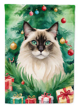 Load image into Gallery viewer, Balinese Christmas Garden Flag - Cat by the Christmas Tree - Cat-Themed Holiday Yard Decor