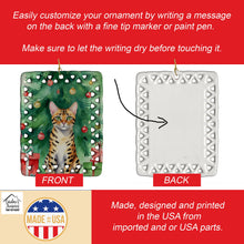 Load image into Gallery viewer, Bengal Cat By the Christmas Tree Porcelain Ornament
