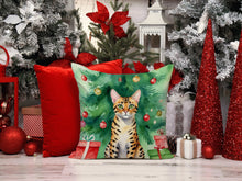 Load image into Gallery viewer, Bengal Cat By the Christmas Tree Throw Pillow