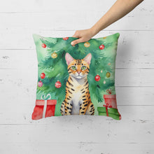 Load image into Gallery viewer, Bengal Cat By the Christmas Tree Throw Pillow
