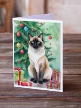 Load image into Gallery viewer, Birman Cat By the Christmas Tree Greeting Cards - Blank Note Cards – 8-Pack of Artist-Designed Cards with Envelopes
