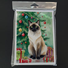 Load image into Gallery viewer, Birman Cat By the Christmas Tree Greeting Cards - Blank Note Cards – 8-Pack of Artist-Designed Cards with Envelopes