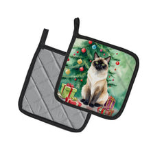 Load image into Gallery viewer, Birman Cat By the Christmas Tree Pot Holders - Set of 2 Decorative Kitchen Helpers | Made in the USA