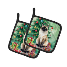 Load image into Gallery viewer, Birman Cat By the Christmas Tree Pot Holders - Set of 2 Decorative Kitchen Helpers | Made in the USA