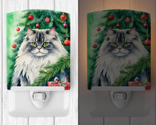 Load image into Gallery viewer, British Longhair Cat By the Christmas Tree Ceramic Night Light